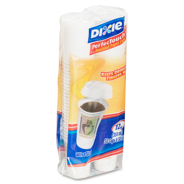 DIXIE FOODS Dixie 5342COMBO6CT  PerfecTouch Insulated Hot Paper Cups, 12 Oz, White, 50 Cups Per Pack, Set Of 6 Packs