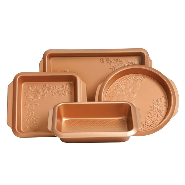 GIBSON OVERSEAS INC. 995101005M Gibson Home Richmond 4-Piece Non-Stick Steel Bakeware Set, Copper