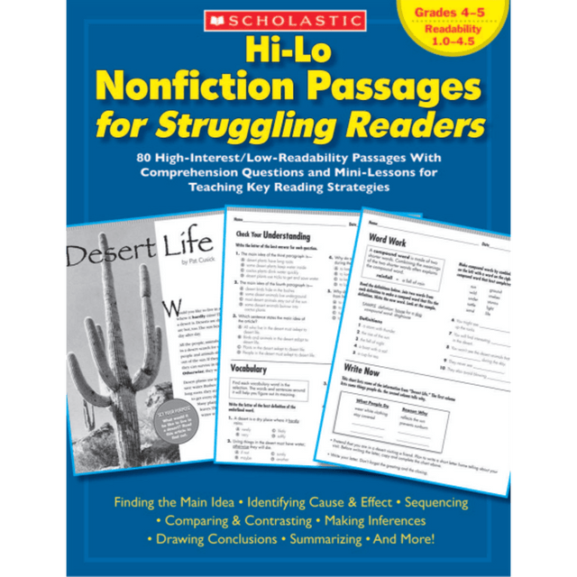 Motivate reluctant readers with this collection of easy-to-read passages  Covers a wide range of high-interest topics. Grouped according to the key reading strategies they reinforce, each reproducible passage comes with test-formatted comprehension and vocabulary questions, as well as writing activities.  A great supplement to your reading program.