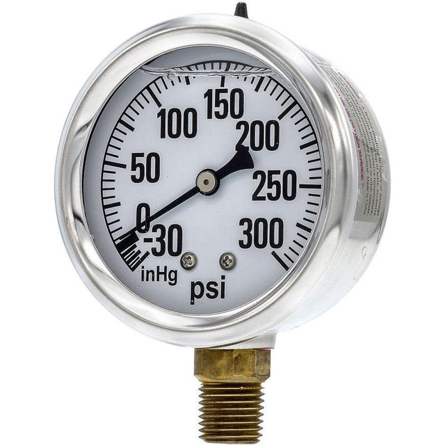 PIC Gauges AG-201L-254CH Pressure Gauges; Gauge Type: Industrial Pressure Gauges ; Scale Type: Single ; Accuracy (%): 3-2-3% ; Dial Type: Analog ; Thread Type: 1/4" MNPT ; Bourdon Tube Material: Bronze