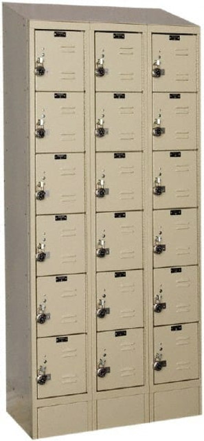 Hallowell URB3258-6ASB-PT 3-Wide Locker: 12" Wide, 78" High, Padlock