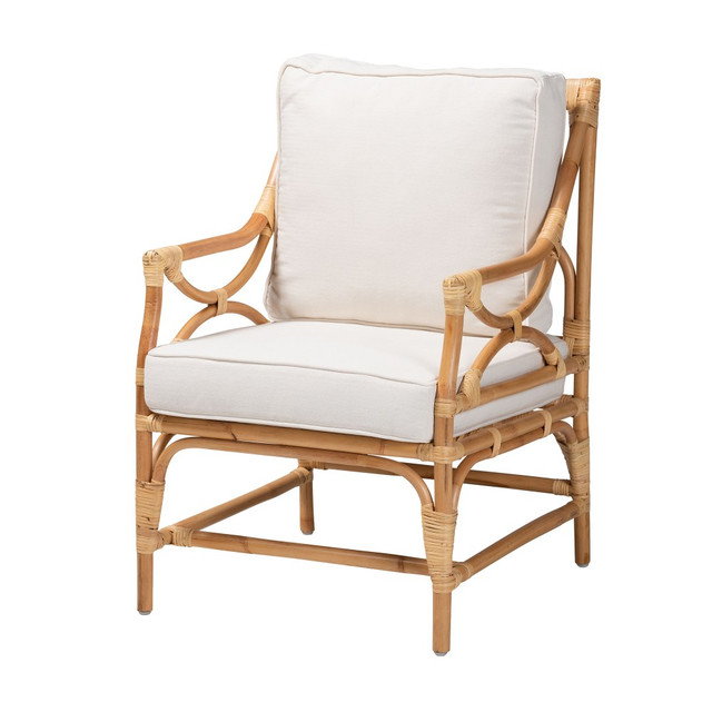 WHOLESALE INTERIORS, INC. bali &amp; pari 2721-12671 bali & pari Brandon Armchair, White/Natural Brown