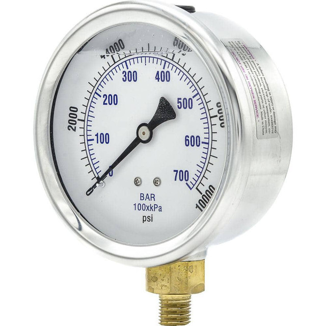 PIC Gauges 201L-404U Pressure Gauges; Gauge Type: Industrial Pressure Gauges ; Scale Type: Dual ; Accuracy (%): 2-1-2% ; Dial Type: Analog ; Thread Type: 1/4" MNPT ; Bourdon Tube Material: Bronze