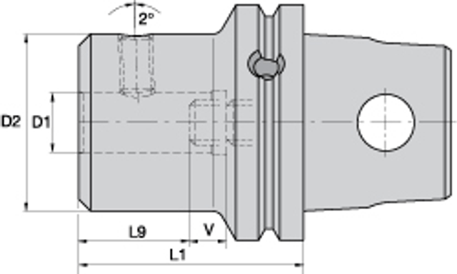 Kennametal 1831705 KM63XMZ Modular Connection, 0.5512" Inside Hole Diam, 2.9528" Projection, Whistle Notch Adapter