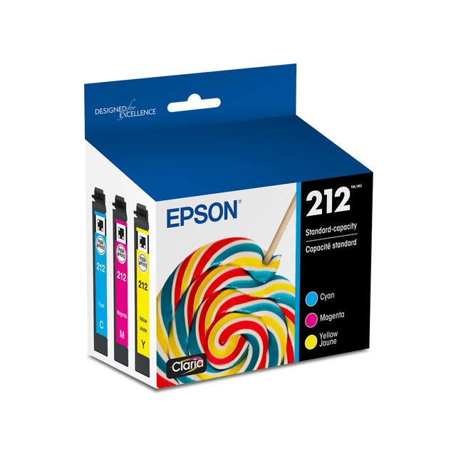 Compatible Epson models: Expression : Home XP-4100, Home XP-4105.   WorkForce:  WF-2830,  WF-2850.  .  Get the high-quality documents and photos you need with help from this pack of cyan, magenta and yellow ink. The Epson Claria 212 Ink Cartridges provides fast-drying ink and yield up to 350 pages.  Yields up to 350 pages.  Prints on both plain and glossy paper.  Fast-drying ink helps prevent smudges.  Comes with cyan, magenta and yellow cartridges.  Recycling solution - designed to encourage recycling, helping you divert materials from landfill.