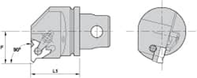 Kennametal 1144372 Size KM32, 35mm Head Length, 22mm Ctr to Cutting Edge, Left Hand External Modular Threading Cutting Unit Head