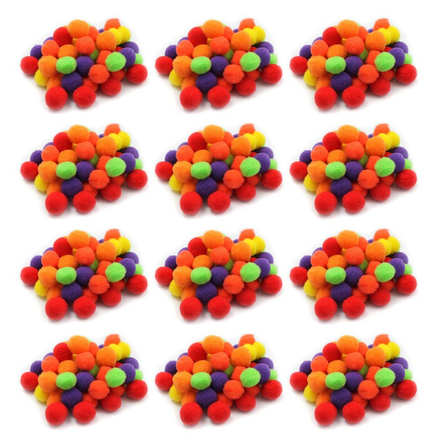 EDUCATORS RESOURCE Charles Leonard CHL69516-12  Pom-Poms, Assorted Hot Colors, 50 Pom-Poms Per Pack, Set Of 12 Packs