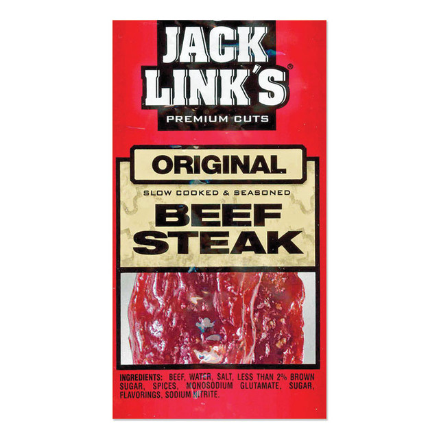 LINK SNACKS INC Jack Link’s 02027 Beef Steak, Original, 1 oz, 12/Box