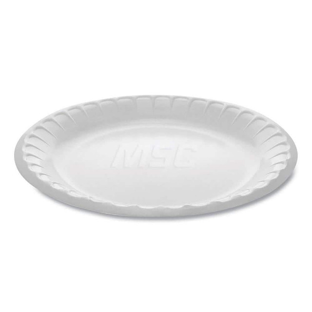 Pactiv PCTYTK100090000 Plate & Tray: 8.88" Dia, Foam, White, Solid