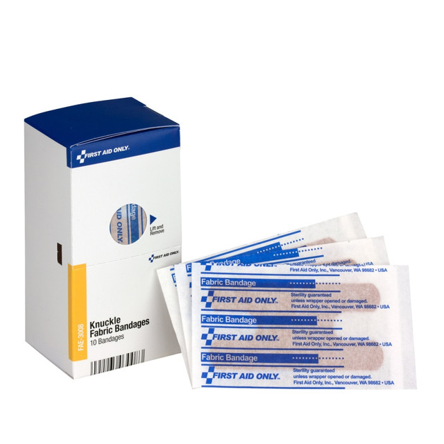 FIRST AID ONLY, INC. FAE3008 First Aid Only Fabric Knuckle Bandages, 3in x 1in, Beige, Box Of 10 FIRST AID ONLY, INC. FAE3008 First Aid Only Fabric Knuckle Bandages, 3in x 1in, Beige, Box Of 10