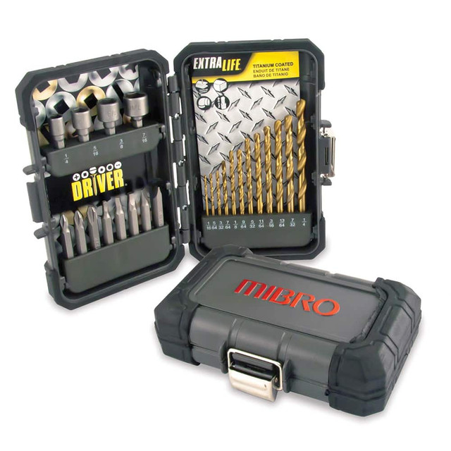 Mibro 871220 Drill Bit Set: Twist Drill Bits, 24 Pc, 0.0625" to 0.25" Drill Bit Size, 135 °, Titanium