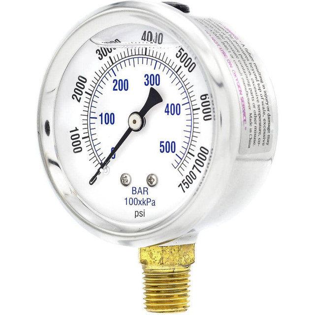 PIC Gauges PRO-201L-254T Pressure Gauges; Gauge Type: Industrial Pressure Gauges ; Scale Type: Dual ; Accuracy (%): 2-1-2% ; Dial Type: Analog ; Thread Type: 1/4" MNPT ; Bourdon Tube Material: Bronze