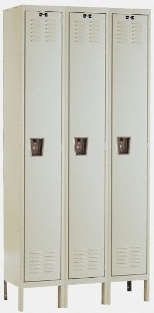 Hallowell U3226-1A-PT 3-Wide Locker: 12" Wide, 11" Deep, 66" High, Padlock