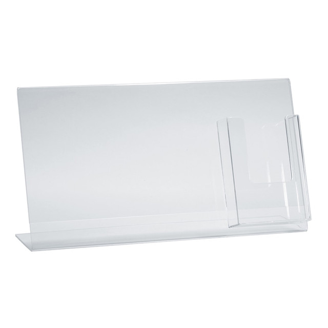 AZAR DISPLAYS 252057  Acrylic Horizontal/Vertical L-Shaped Sign Holders With Brochure Pocket, 8-1/2inH x 16inW x 3inD, Clear, Pack Of 2 Holders