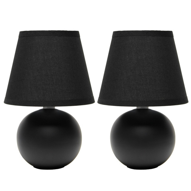 ALL THE RAGES INC Simple Designs LT2008-BLK-2PK  Mini Globe Table Lamps, 8 7/8inH, Black, Set Of 2