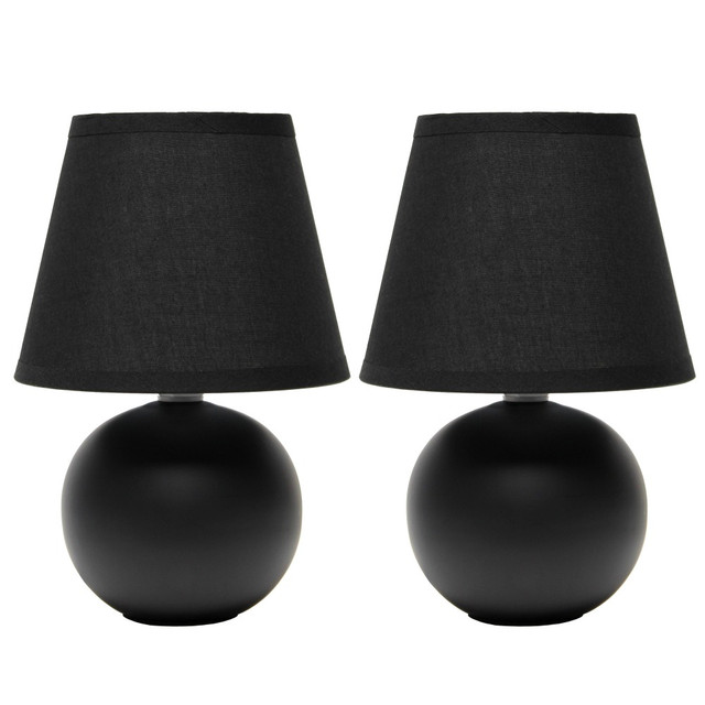 ALL THE RAGES INC LT2008-BLK-2PK Simple Designs Mini Globe Table Lamps, 8 7/8inH, Black, Set Of 2