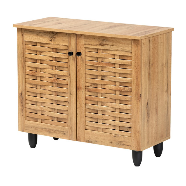 WHOLESALE INTERIORS, INC. Baxton Studio 2721-11987  Winda 30inW 2-Door Shoe Cabinet, Oak Brown