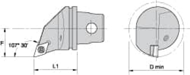 Kennametal 1144423 Modular Turning & Profiling Cutting Unit Head: Size KM32, 35 mm Head Length, Internal, Right Hand