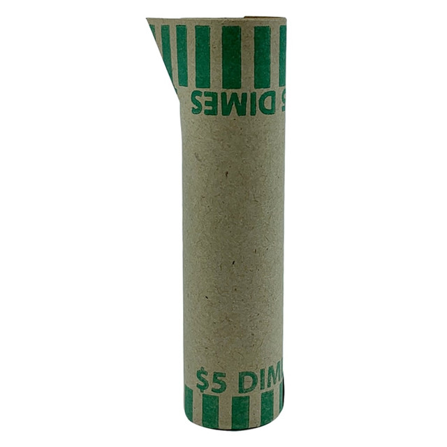 PAP-R PRODUCTS 20010 PAP-R Tubular Coin Wrappers - Total $5.0 in 50 Coins of 10cents Denomination - Heavy Duty, Burst Resistant - Kraft - Green PAP-R PRODUCTS 20010 PAP-R Tubular Coin Wrappers - Total $5.0 in 50 Coins of 10cents Denomination - Heavy Duty, Burst Resistant - Kraft - Green