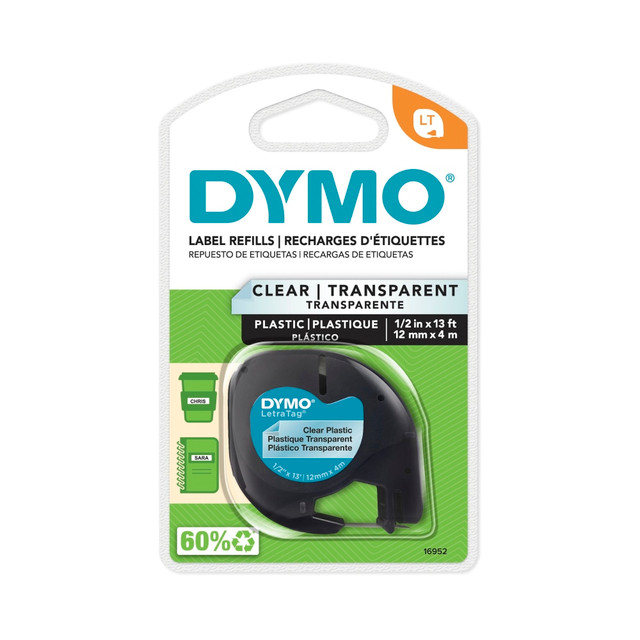 NEWELL BRANDS INC. 16952 DYMO LT 16952 Black-On-Clear Tape, 0.5in x 13ft NEWELL BRANDS INC. 16952 DYMO LT 16952 Black-On-Clear Tape, 0.5in x 13ft