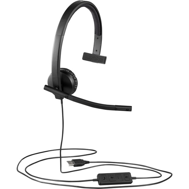 LOGITECH 981-000570  USB Headset Mono H570e - Mono - USB - Wired - 31.50 Hz - 20 kHz - Over-the-head - Monaural - Supra-aural - Noise Cancelling, Electret Microphone