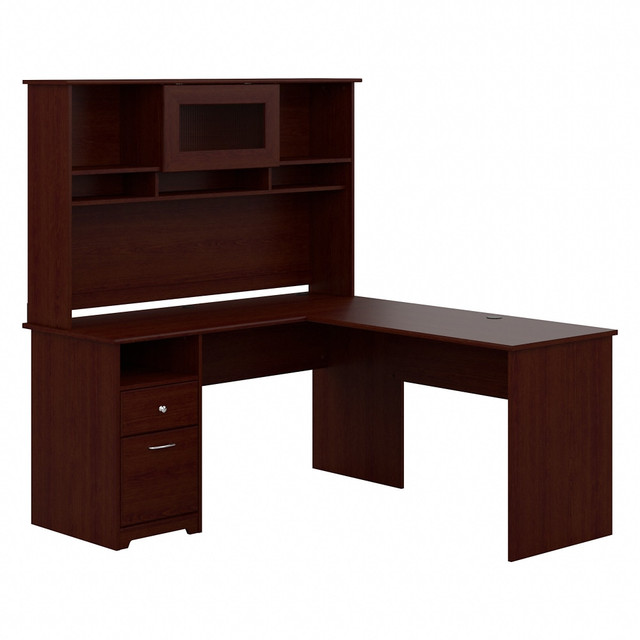 BUSH INDUSTRIES INC. CAB046HVC Bush Business Furniture Cabot L 60inW Shaped Corner Desk With Hutch And Drawers, Harvest Cherry, Standard Delivery BUSH INDUSTRIES INC. CAB046HVC Bush Business Furniture Cabot L 60inW Shaped Corner Desk With Hutch And Drawers, Harvest Cherry, Standard Delivery