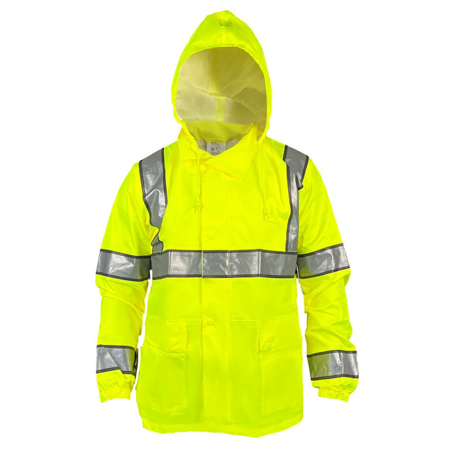 Louisiana Professional Wear 901AHJFY4X Rain Jacket: Size 4XL, Fluorescent Yellow, Polyester & Polyurethane