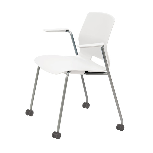 KENTUCKIANA FOAM INC 2701CS-SL-08 KFI Studios Imme Stack Chair With Arms And Caster Base, White/Silver