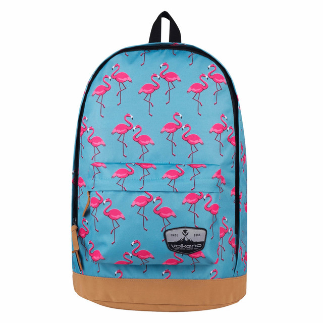 SMD TECHNOLOGIES LLC VK-7069-AQ Volkano Suede Series Flamingo Backpack With 15.6in Laptop Pocket, Aqua/Pink Flamingo