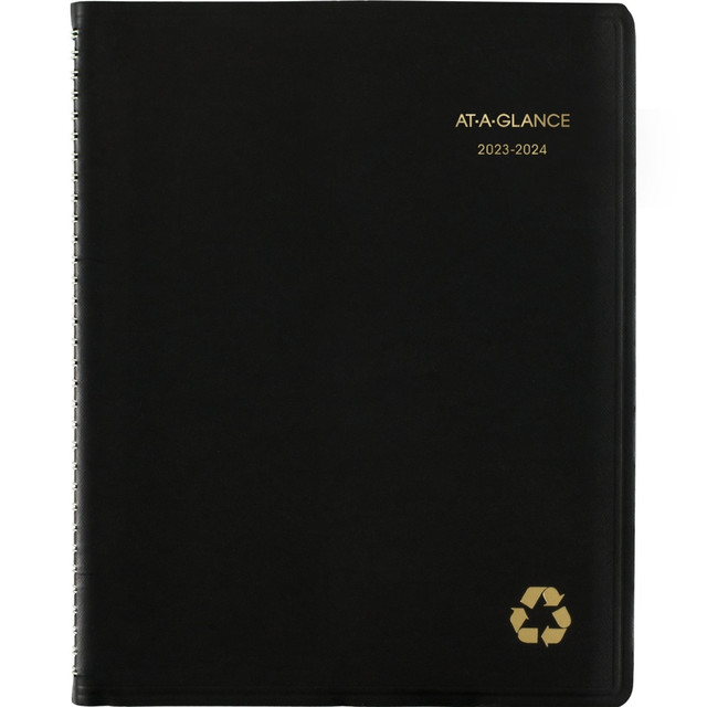 ACCO BRANDS USA, LLC 70957G0524 2023-2024 AT-A-GLANCE Recycled Academic Weekly/Monthly Appointment Book Planner, 8-1/4in x 11in, 100% Recycled, Black, July 2023 To June 2024, 70957G05