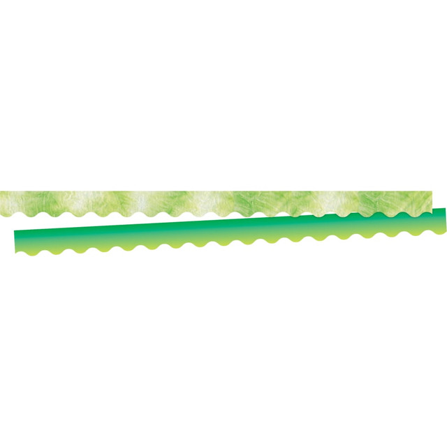BARKER CREEK PUBLISHING, INC. Barker Creek 939  Double-Sided Scalloped Edge Borders, 2-1/4in x 36, Lime Tie-Dye And Ombre, Pack Of 13 Borders