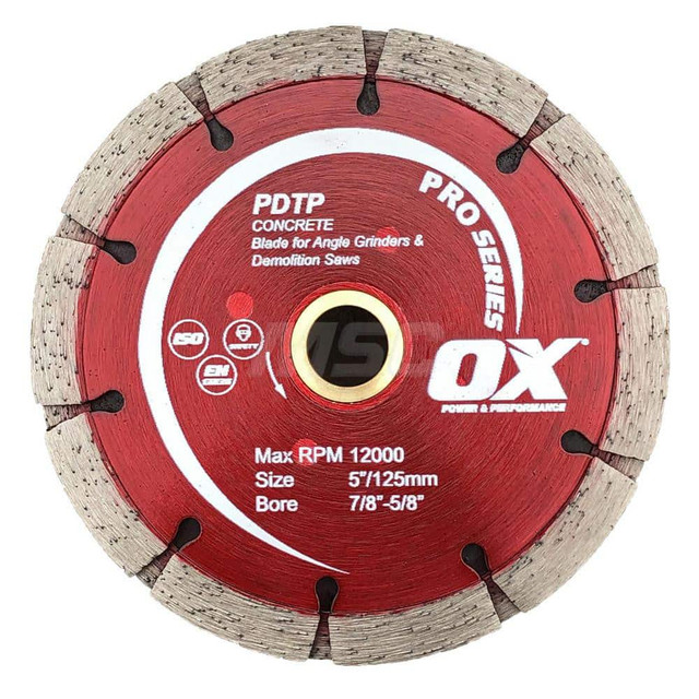 Ox Tools OX-PDTP-5 Wet & Dry Cut Saw Blade: 5" Dia, 5/8 & 7/8" Arbor Hole
