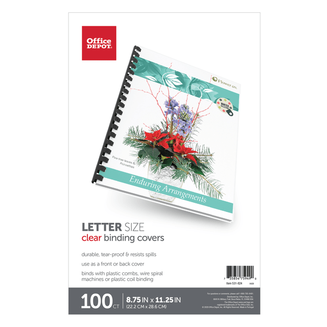 OFFICE DEPOT 03OD531824 Brand Clear Binding Covers, 8-3/4in x 11-1/4in, Box Of 100 OFFICE DEPOT 03OD531824 Brand Clear Binding Covers, 8-3/4in x 11-1/4in, Box Of 100