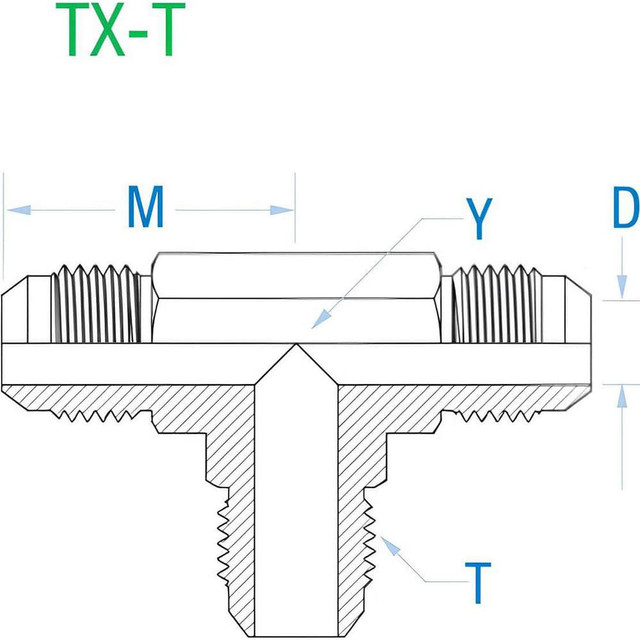 Made in USA TX-16-T Stainless Steel Flared Tube Union: 1" Tube OD, 1-5/16-12 Thread, 37 ° Flared Angle