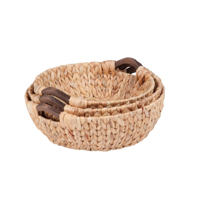 HONEY-CAN-DO INTERNATIONAL, LLC STO-04469 Honey-Can-Do Water Hyacinth Basket Set, Round, Assorted Sizes (S, M, L), Natural/Brown, Pack Of 3