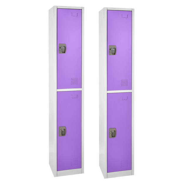 ADIR CORP. ADI629-202-PUR-2PK Alpine 2-Tier Steel Lockers, 72inH x 15inW x 15inD, Purple, Set Of 2 Lockers ADIR CORP. ADI629-202-PUR-2PK Alpine 2-Tier Steel Lockers, 72inH x 15inW x 15inD, Purple, Set Of 2 Lockers
