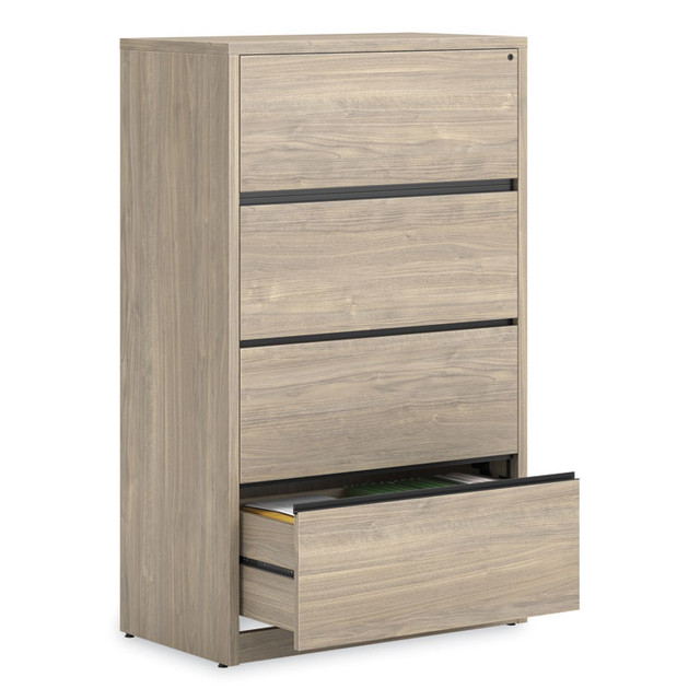 HON COMPANY 10516LKI1 10500 Series Lateral File, 4 Legal/Letter-Size File Drawers, Kingswood Walnut, 36" x 20" x 59.13"