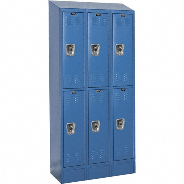 Hallowell URB3288-2ASB-MB 3-Wide Locker: 12" Wide, 78" High, Padlock