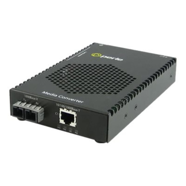 PERLE SYSTEMS Perle 05080024  S-1110P-M2SC05 - Fiber media converter - GigE - 10Base-T, 1000Base-SX, 100Base-TX, 1000Base-T - SC multi-mode / RJ-45 - up to 1800 ft - 850 nm