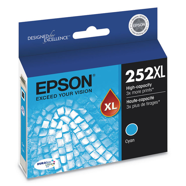 EPSON AMERICA, INC. T252XL220S T252XL220-S (252XL) DURABrite Ultra High-Yield Ink, 1,100 Page-Yield, Cyan