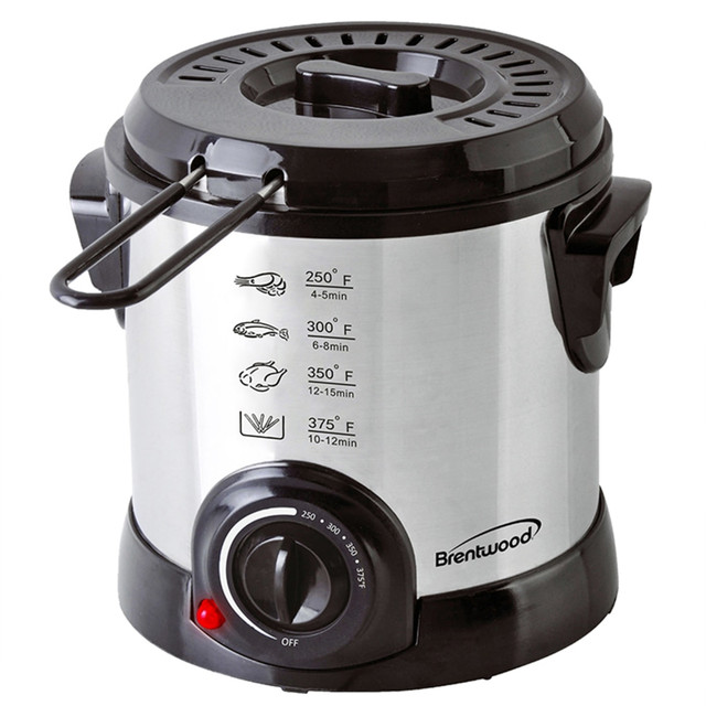 BRENTWOOD APPLIANCES, INC. 995114282M Brentwood 1-Liter Electric Deep Fryer, 11inH x 8inW x 8-1/2inD, Stainless Steel