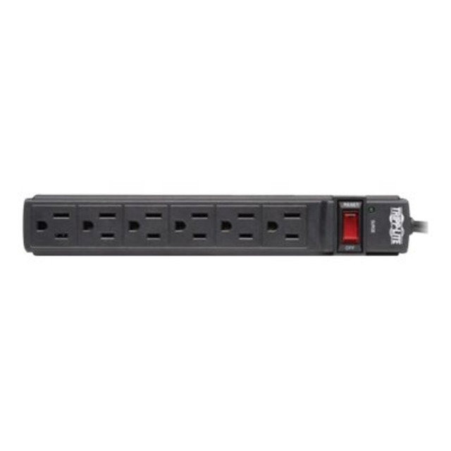 TRIPP LITE TLP6B  Surge Protector Power Strip 6 Outlet 6ft Cord 360 Joules Black - Surge protector - 15 A - AC 120 V - output connectors: 6 - black - for P/N: CLAMPUSBLK, CLAMPUSW