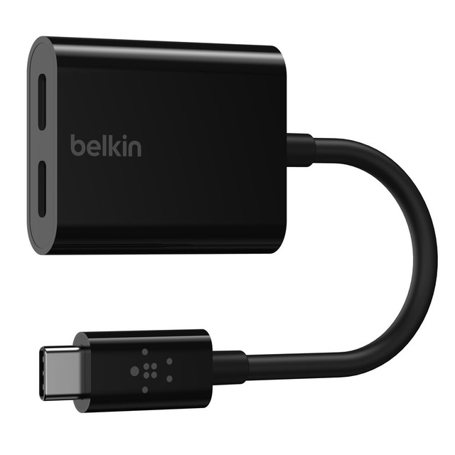 BELKIN, INC. F7U081BTBLK Belkin Connect USB-C Audio And Charge Adapter, 60W, Black