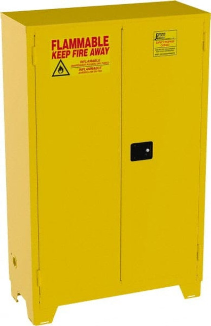 Jamco FS45-YP Flammable & Hazardous Storage Cabinets: 45 gal Drum, 2 Door, 2 Shelf, Self Closing, Yellow