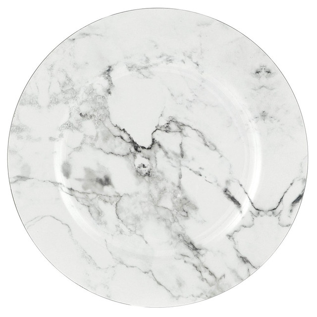 AMSCAN 430954  Printed Plastic Charger Plates, 13in, Marble, Set Of 2 Plates
