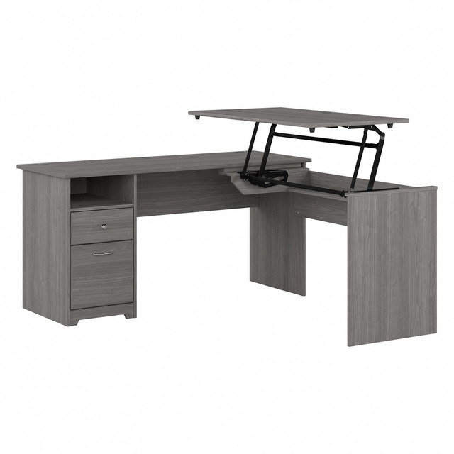 BUSH INDUSTRIES INC. CAB043MG Bush Furniture Cabot 3-Position Sit-To-Stand Height-Adjustable L-Shaped Desk, 60inW, Modern Gray, Standard Delivery BUSH INDUSTRIES INC. CAB043MG Bush Furniture Cabot 3-Position Sit-To-Stand Height-Adjustable L-Shaped Desk, 60inW, Modern Gray, Standard Delivery