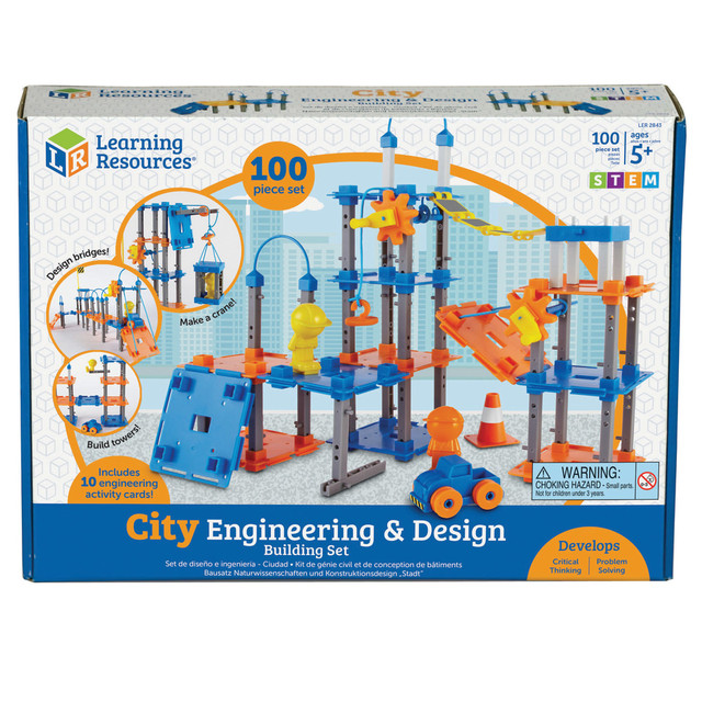 LEARNING RESOURCES, INC. Learning Resources LER2843  City Engineering & Design 100-Piece STEM Building Set