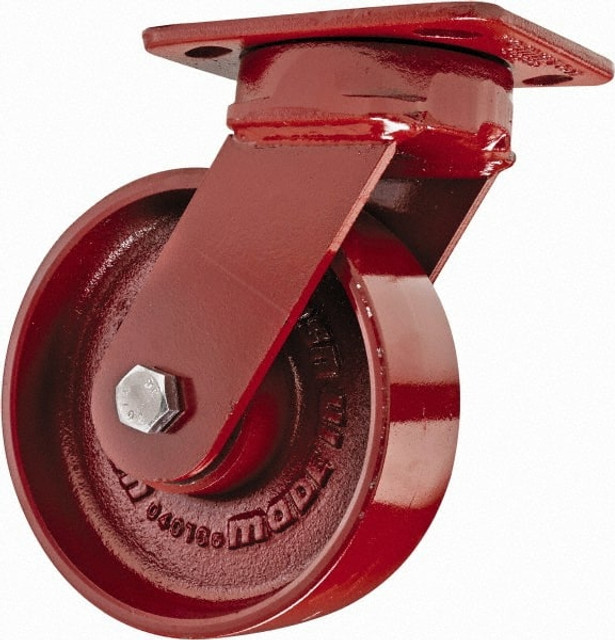 Hamilton S-ZFWH-6MB Swivel Top Plate Caster: Steel, 6" Wheel Dia, 2" Wheel Width, 1,400 lb Capacity, 7-1/2" OAH