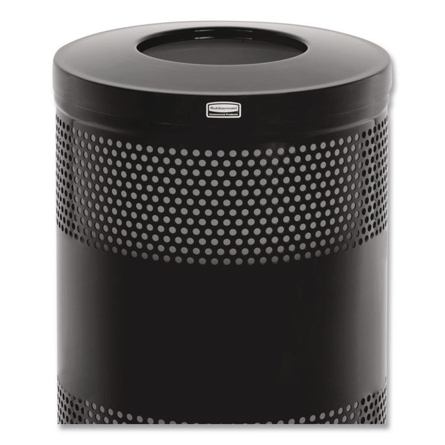 RUBBERMAID COMMERCIAL PROD. S3ETBK Classics Perforated Open Top Receptacle, 25 gal, Steel, Black