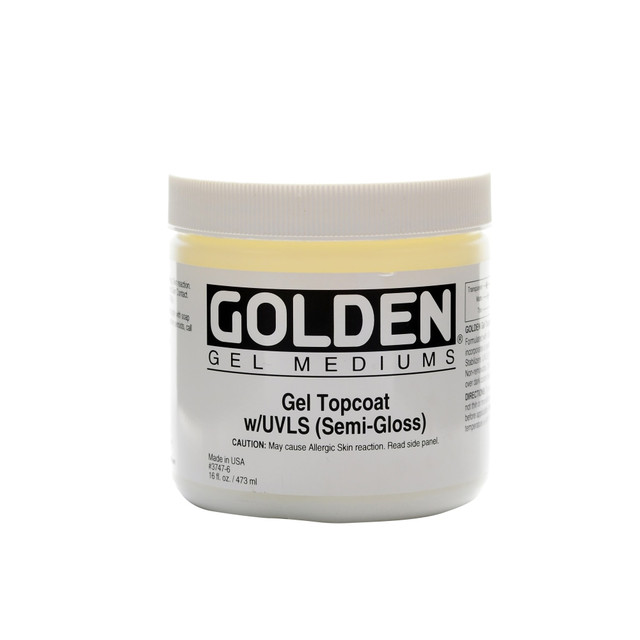 GOLDEN ARTIST COLORS, INC. Golden 3747-6  Digital Mixed Media Gel Topcoat With UVLS, Semi-Gloss, 16 Oz